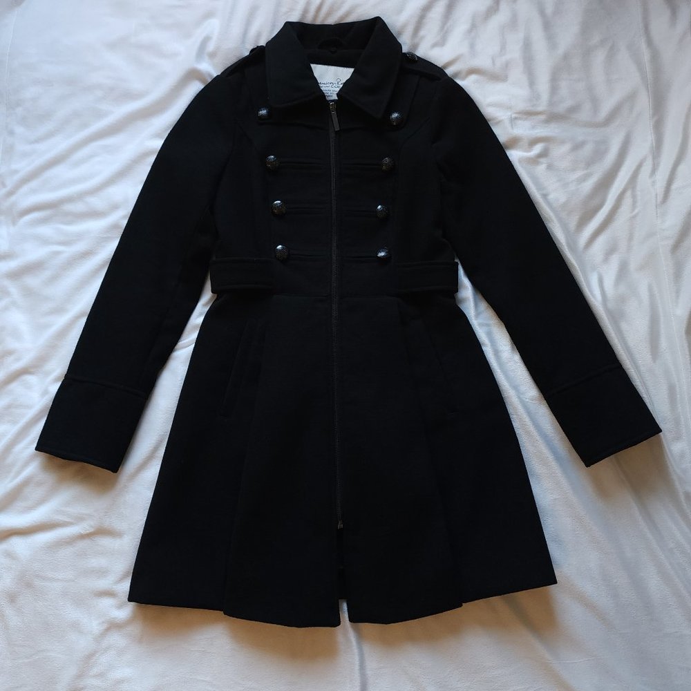 American Rag Military Coat with optional Faux-Fur Collar- Color Black -Size XS